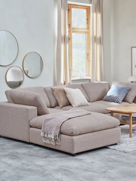 Modular sofa LUNDBY chaise longue sand fabric