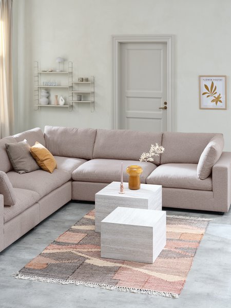 Modulaire bank LUNDBY 5pers. hoek zand stof