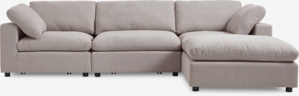 Modular sofa LUNDBY 3 seater chaise longue sand fabric