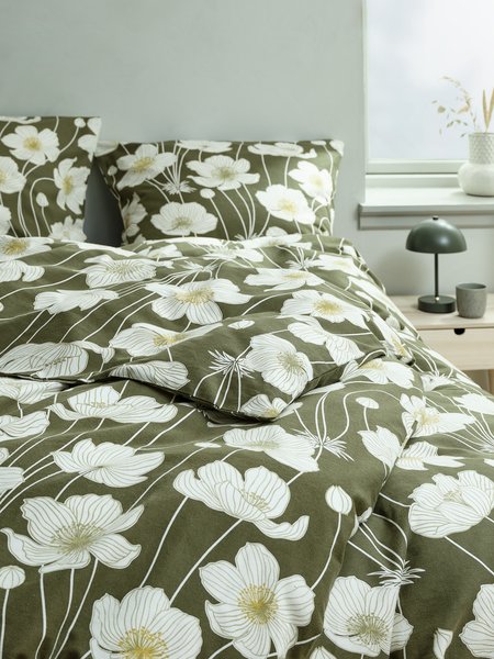 Flanellsengesett SIW 140x200 olivengrønn