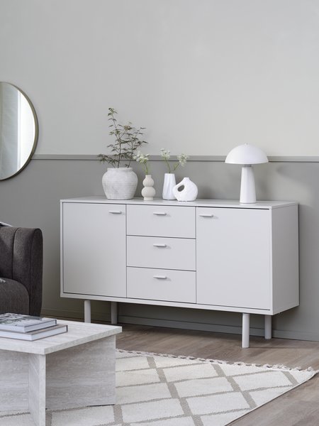 Skänk BELLELUND 2 dörrar 3 lådor beige