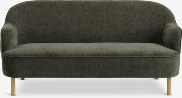 Sofa BREDAL 2.5 seater olive green fabric/oak colour