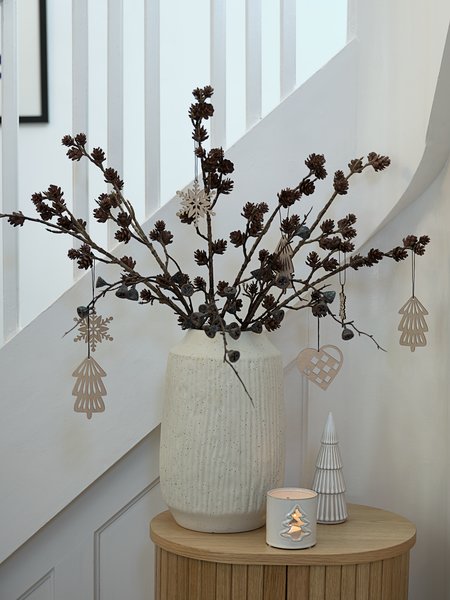 Decorazione albero MYSING Ø7xH19 gres porc. bianco/marrone