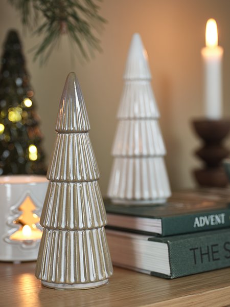 Arbre décoratif MYSING Ø7xH19cm grès blanc/brun