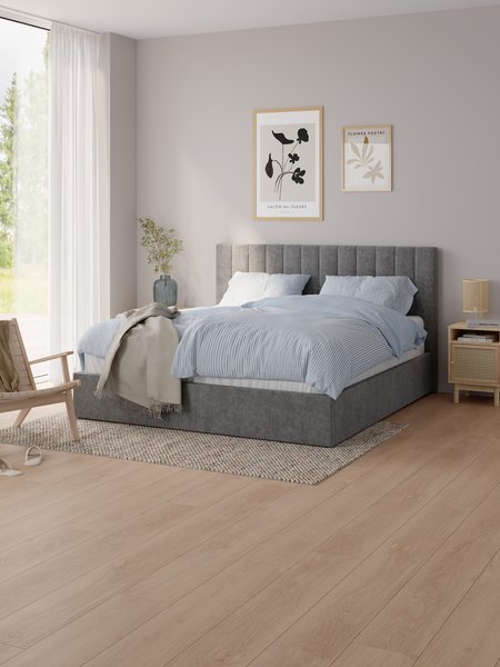 Cadre de lit AGERFELD 140x200 tissu gris foncé