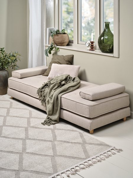 Daybed VARMARK 192x78 beige fabric/oak colour