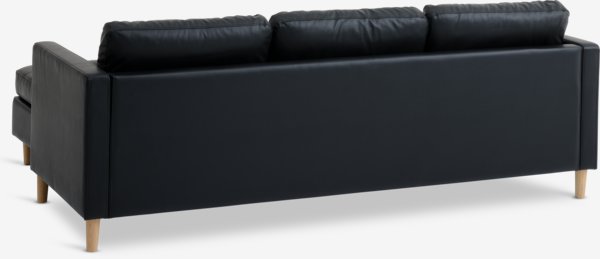 Bank FALSLEV chaise longue zwart kunstleer