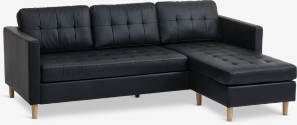 Sofa FALSLEV Chaiselongue Kunstleder schwarz