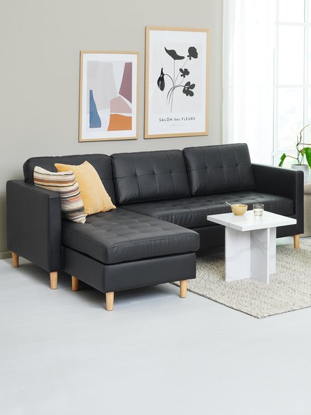 Sofa FALSLEV Chaiselongue Kunstleder schwarz