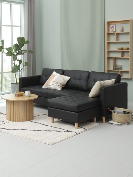 Sofa FALSLEV Chaiselongue Kunstleder schwarz