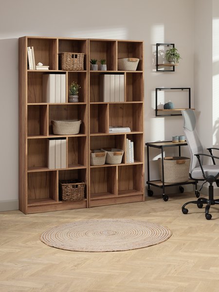 Bookcase MOSBJERG 10 shelves oak colour