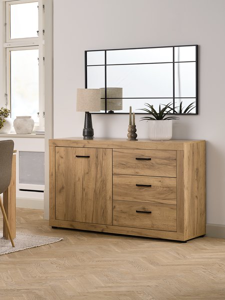 Sideboard LINTRUP 1 Tür 3 Schubladen eichenfarben