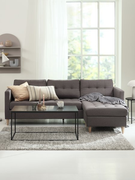 Sofa FALSLEV chaise longue grey fabric