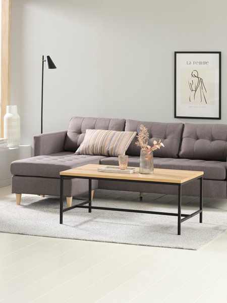 Sofa FALSLEV chaise longue grey fabric