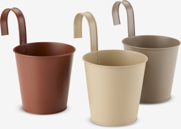 Balcony plant pot BILLE D12xH19 assorted