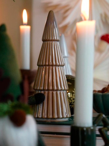 Decoration tree MYSING D7xH19cm stoneware white/brown