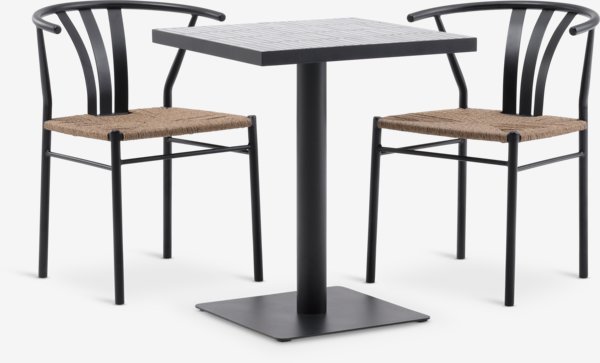 STENUNGSUND L60 table grey + 2 TAGMARK chair black