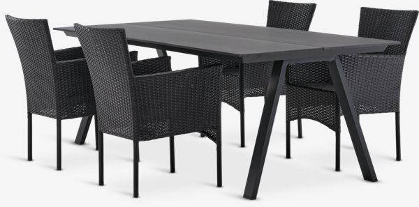 Mesa FAUSING L220 + 4 sillas AIDT negro