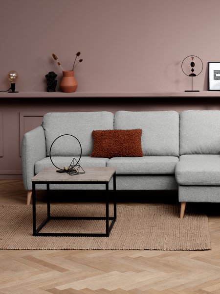 Hjørnebord DOKKEDAL 60x60 betongfarget