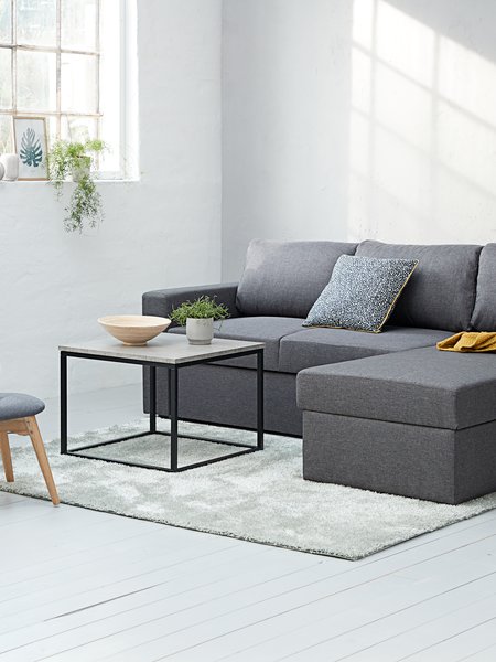 Hjørnebord DOKKEDAL 60x60 betongfarget
