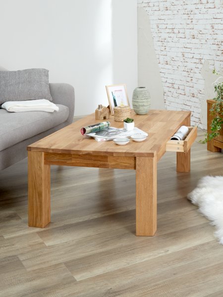 Table basse OLDE 70x120 avec 1 tiroir chêne