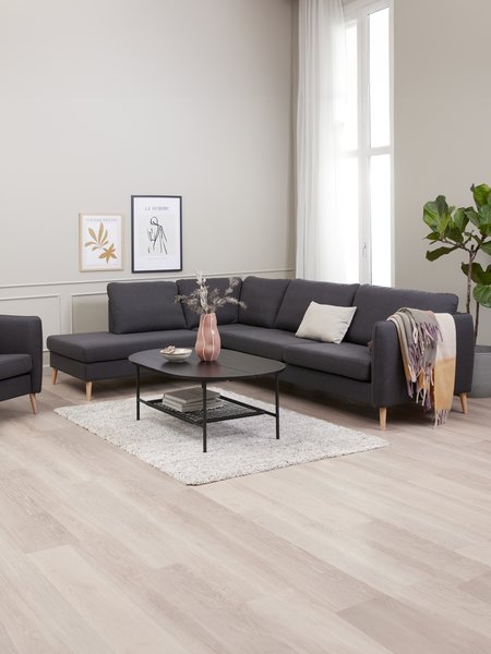 Canapé d'angle AARHUS gauche tissu gris foncé