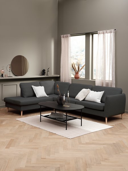 Canapé d'angle AARHUS gauche tissu gris foncé