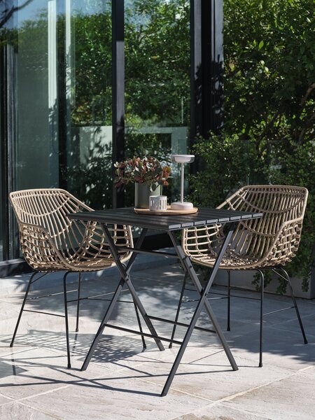 SANDVIKA L65 bord sort + 2 ILDERHUSE stole natur