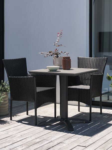 HOBRO L70 table gris + 2 AIDT chaises noir