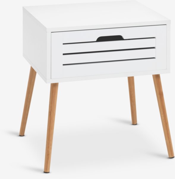 Table de nuit BROBY 1 tiroir couleur bambou/blanc