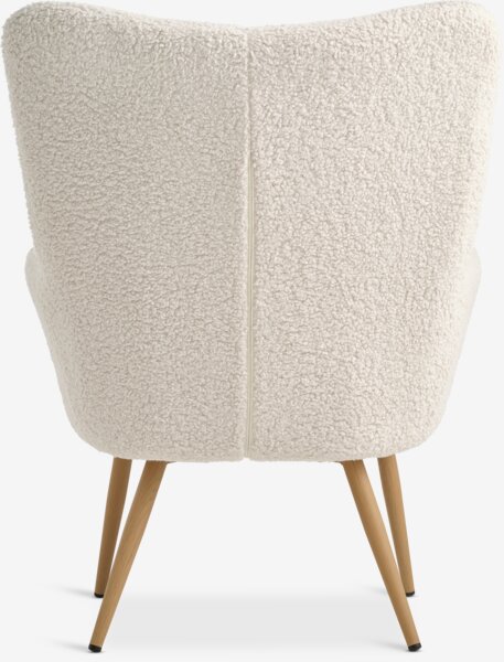 Armchair HUNDESTED off-white teddy/oak colour