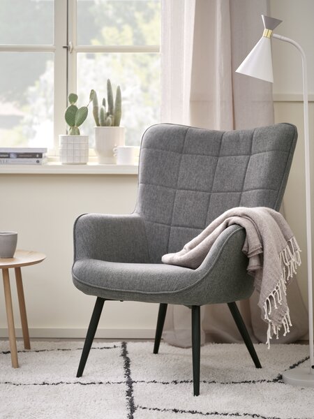 Fotel ULDUM szary tkanina/czarny