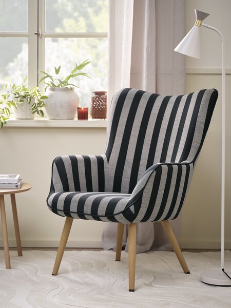 Armchair SIMESTED striped black/beige fabric