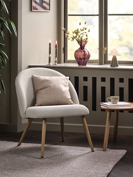 Armchair THORUP beige fabric/oak colour