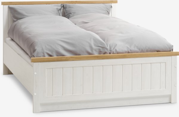 Bed frame MARKSKEL Double oak/white