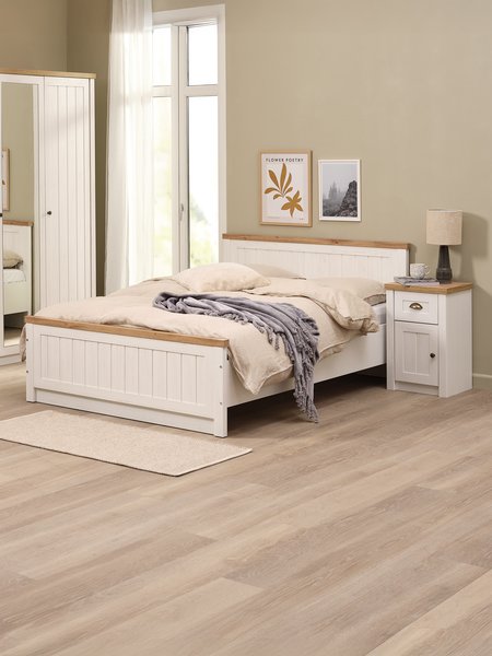 Struttura letto MARKSKEL 140x200 cm color rovere/bianco