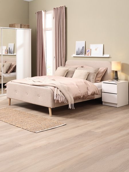 Sengeramme KONGSBERG 180x200cm beige stoff