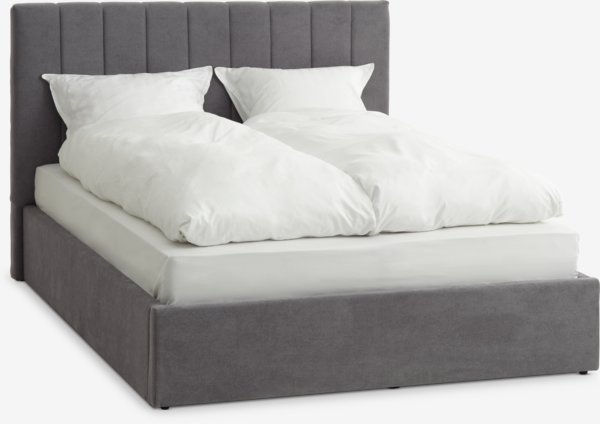 Estructura cama HASLEV 135x190 almacenaje tela gris oscuro