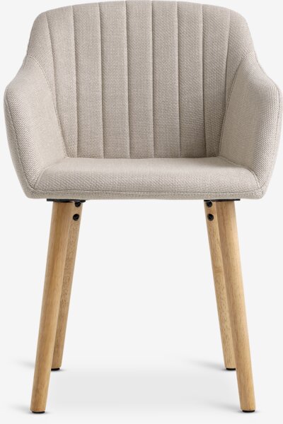 Dining chair ADSLEV beige fabric/natural oak colour