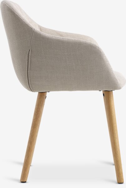 Dining chair ADSLEV beige fabric/natural oak colour
