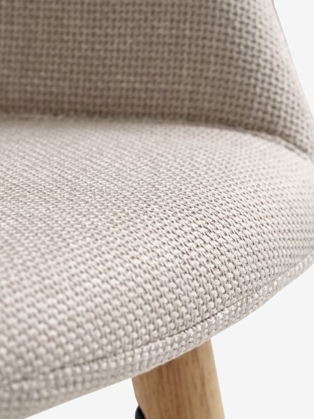 Dining chair ADSLEV beige fabric/natural oak colour