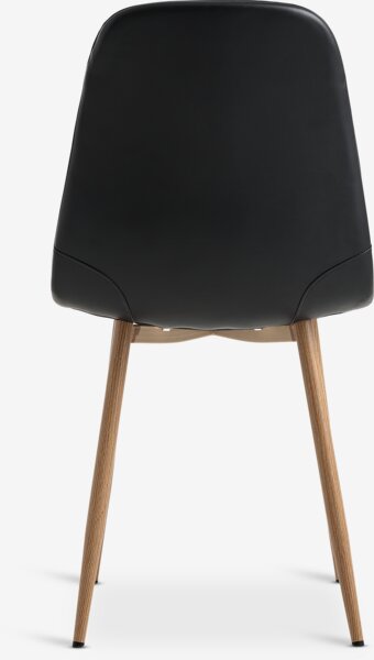 Dining chair JONSTRUP black faux leather/oak colour