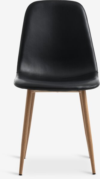 Dining chair JONSTRUP black faux leather/oak colour