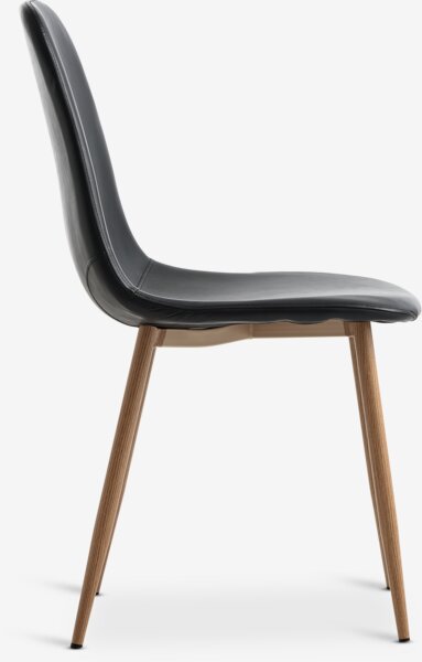Dining chair JONSTRUP black faux leather/oak colour