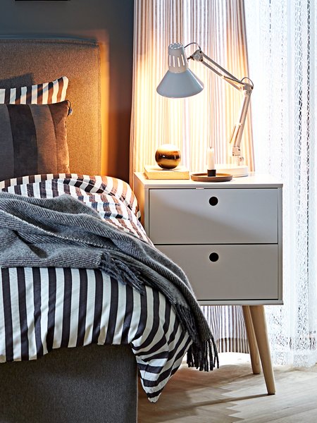 Bedside table OPLEV 2 drawers white/pine