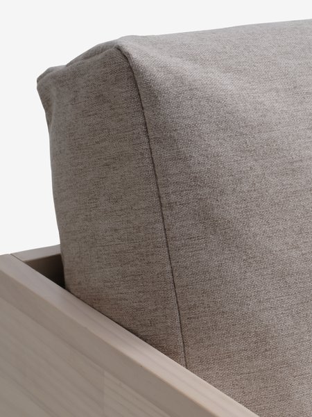 Sofaseng SOLLERUP 204x78 lys grå stoff/furu