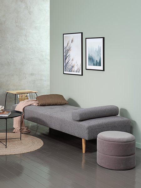 Dagbädd NOREFJELL 200x80 ljusgrått tyg/ekfärgad