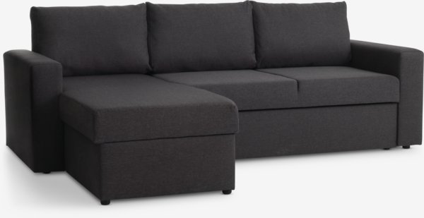 Sofá cama con chaise longue MARSLEV tela gris oscuro