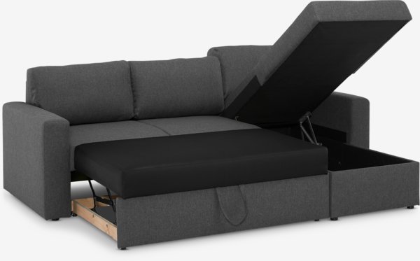 Divano letto con chaise longue MARSLEV tessuto grigio scuro