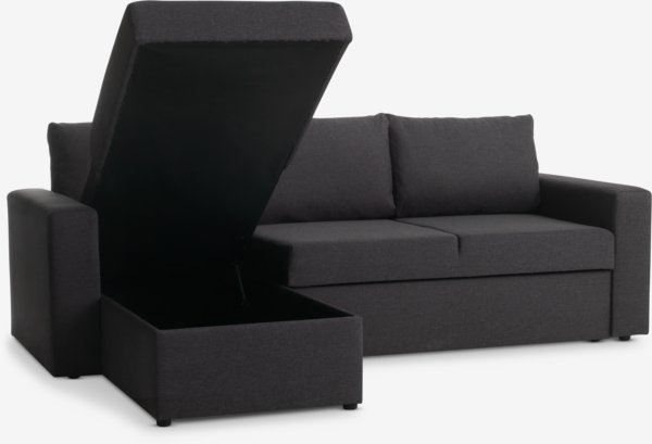 Divano letto con chaise longue MARSLEV tessuto grigio scuro